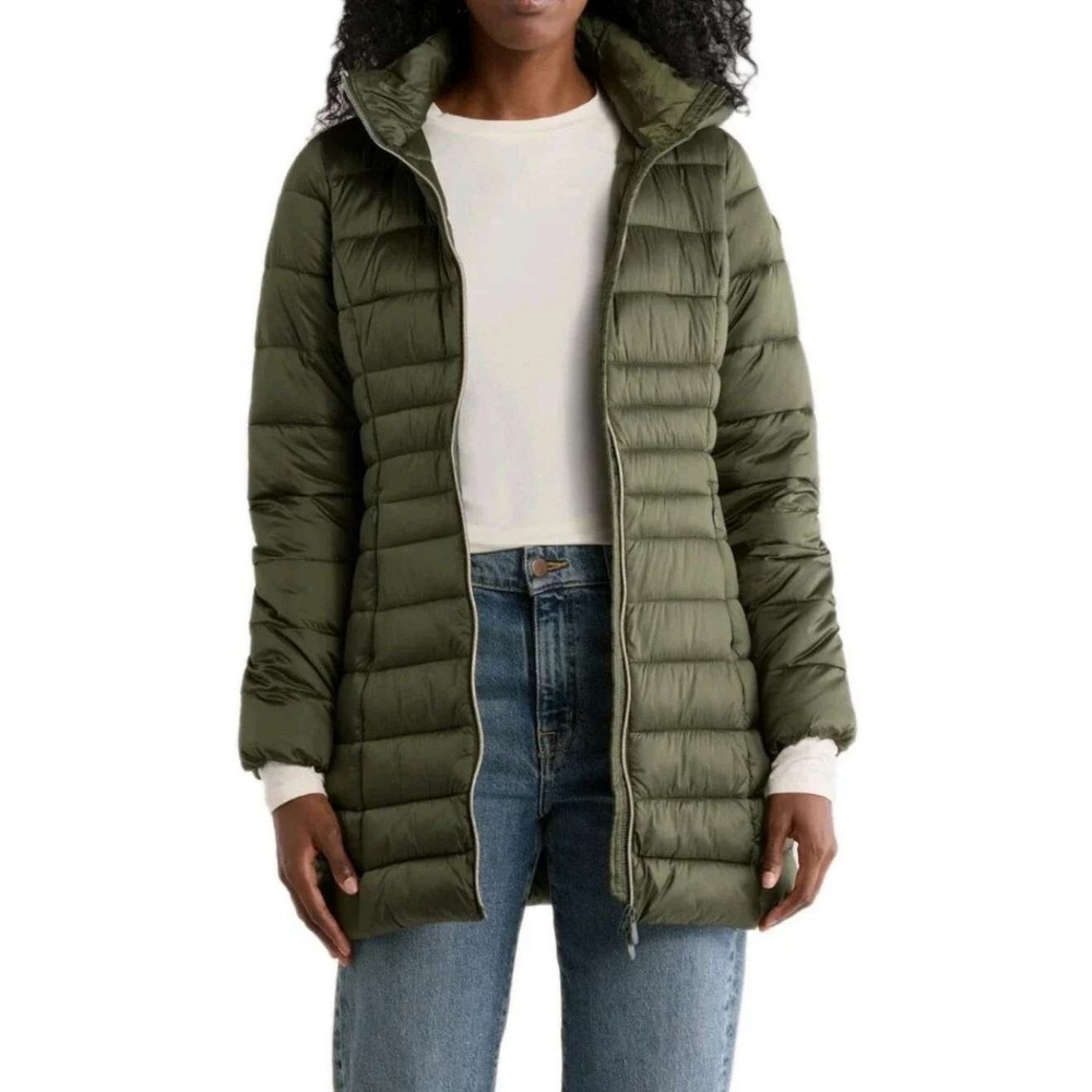 Save The Duck Ultra Light Plumtech Puffer Fill Zip Jacket Pine Green - Size 0/XS